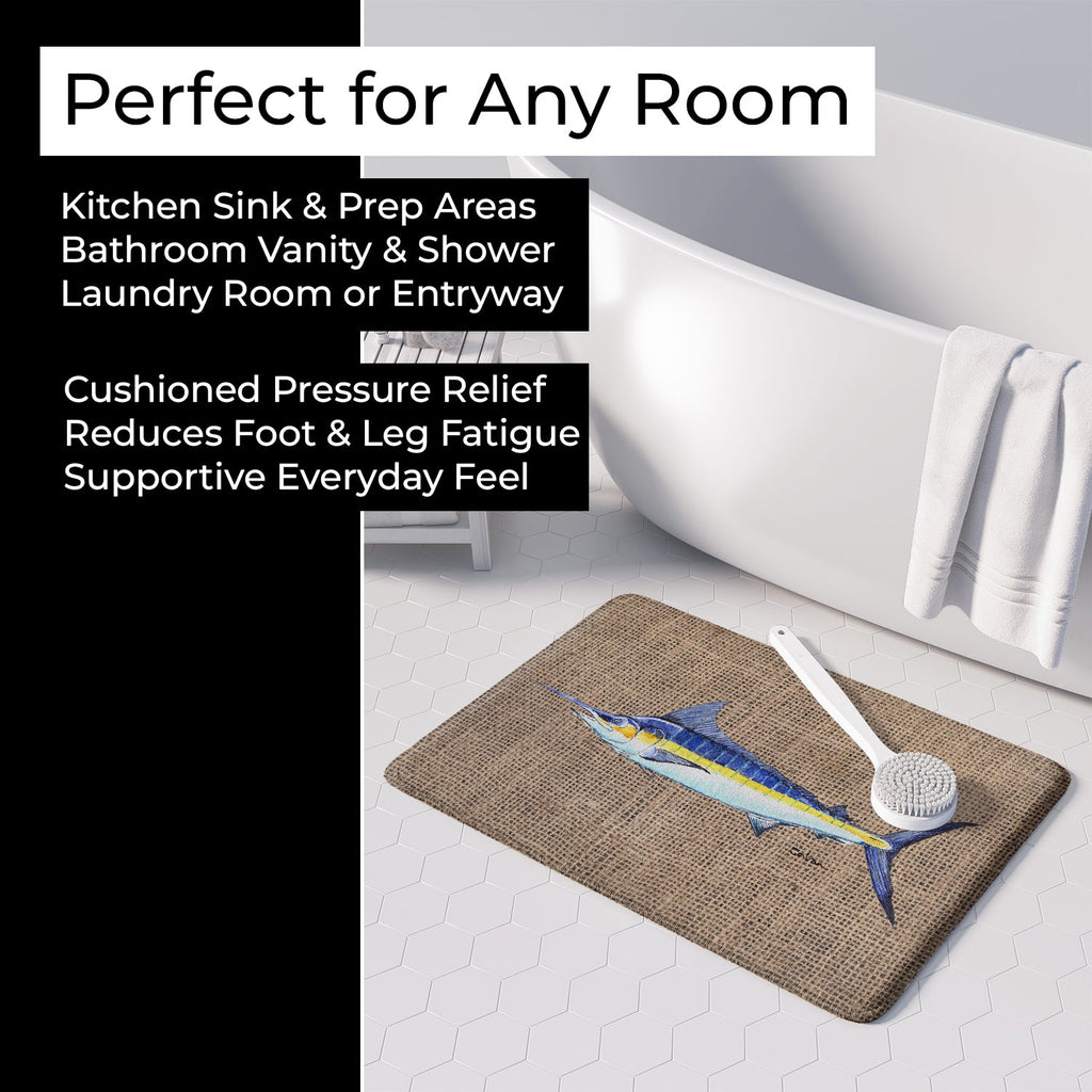 Fish - Marlin Memory Foam Kitchen Mat Machine Washable Anti-Fatigue Cushion Comfort Bath or Kitchen Rug