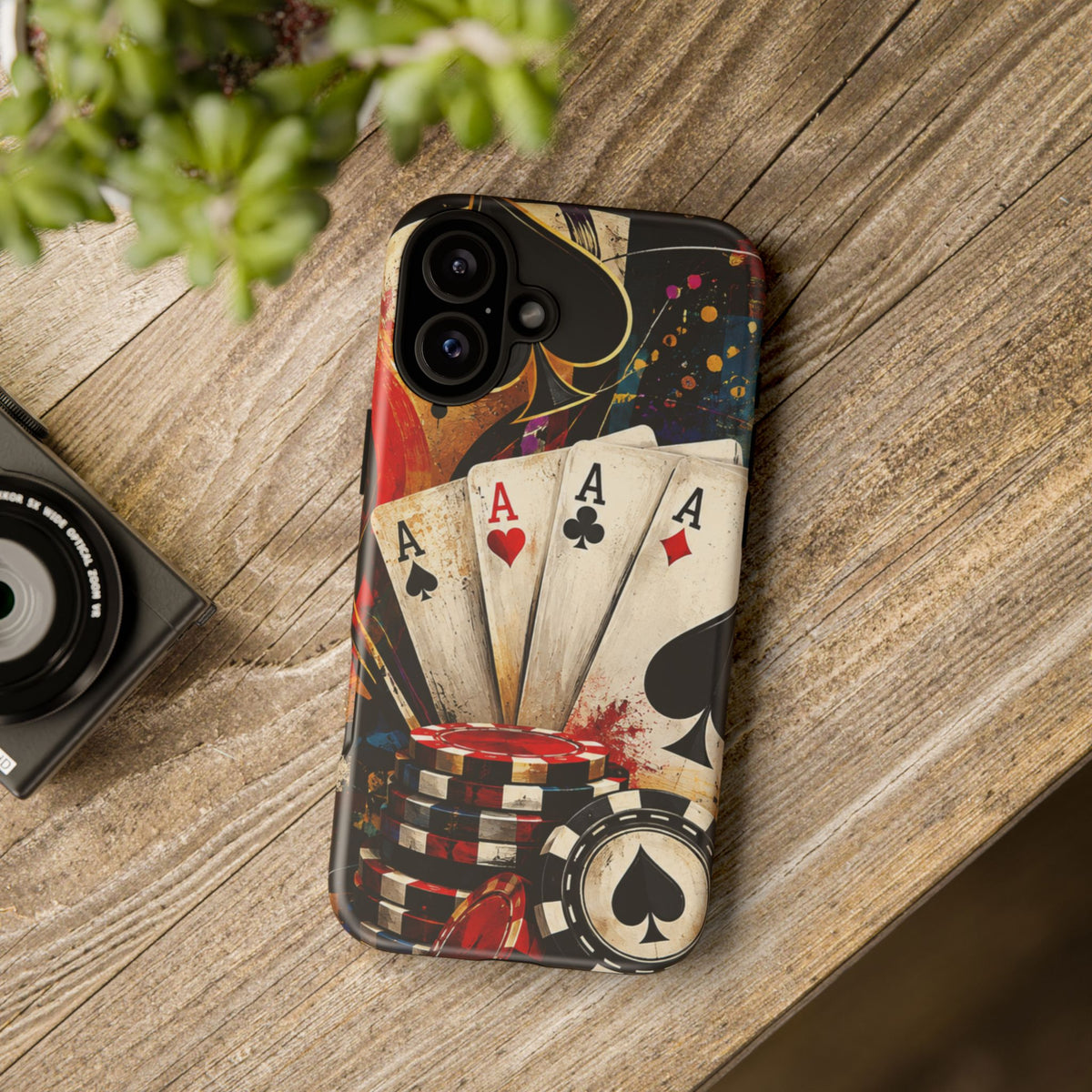 Casino Poker Ace Phone Case — Vintage Playing Cards & Chips Protective Cover