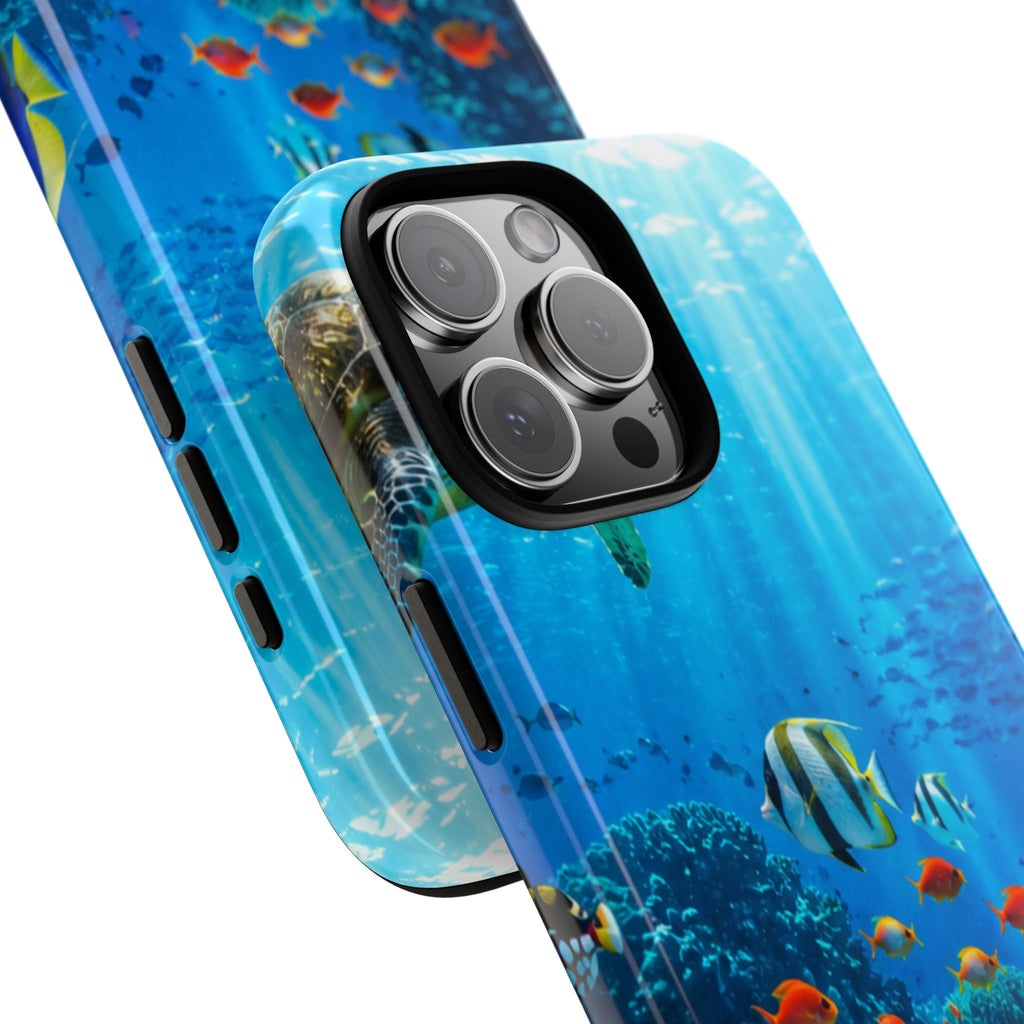 Underwater Ocean Life Tough Phone Case — Coral Reef & Sea Turtle Protective Cover
