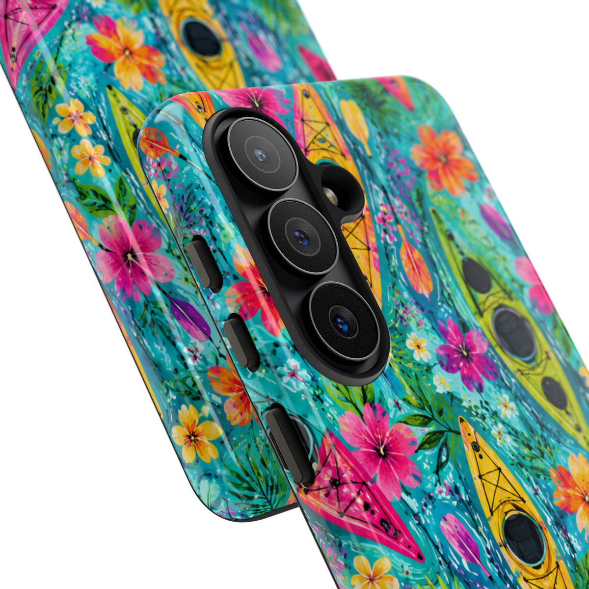 Tropical Kayak Phone Case – Colorful Floral Waterproof Pattern
