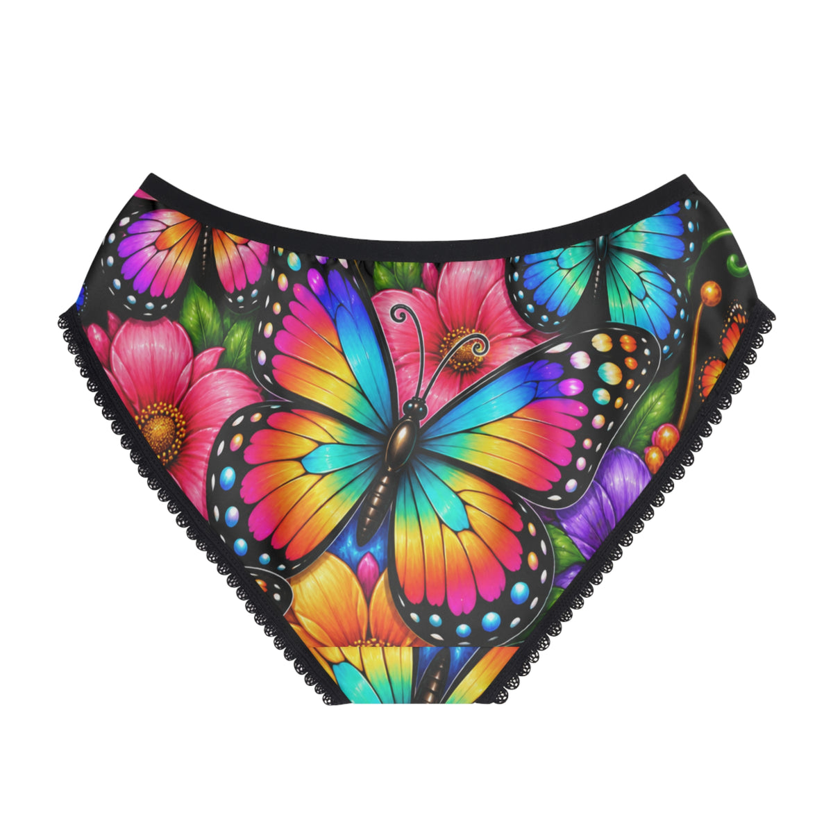 Butterfly Bloom Women's Briefs — Vibrant Rainbow Floral Underwear