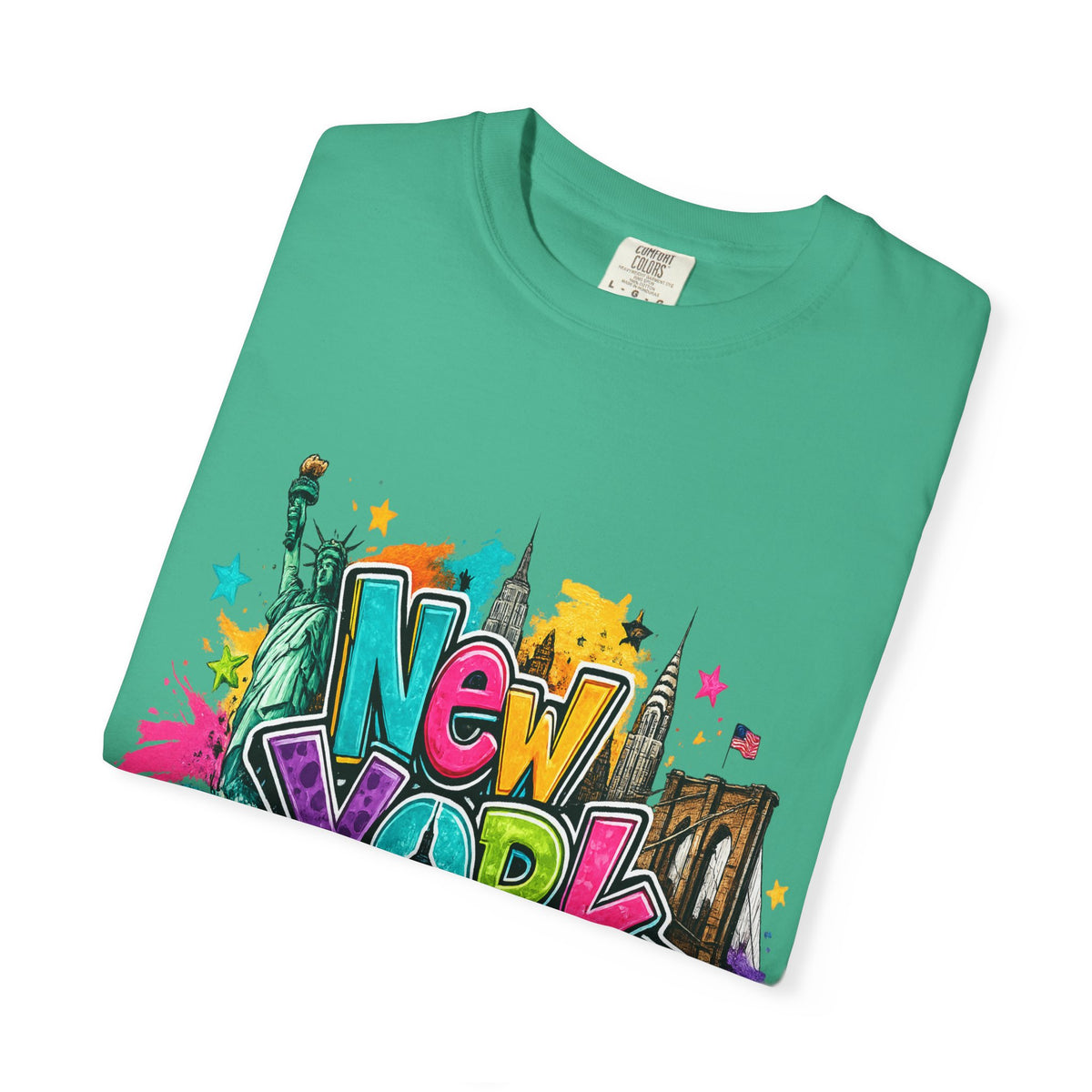 New York Graffiti Skyline T-shirt | Cityscape Taxi Brooklyn Bridge