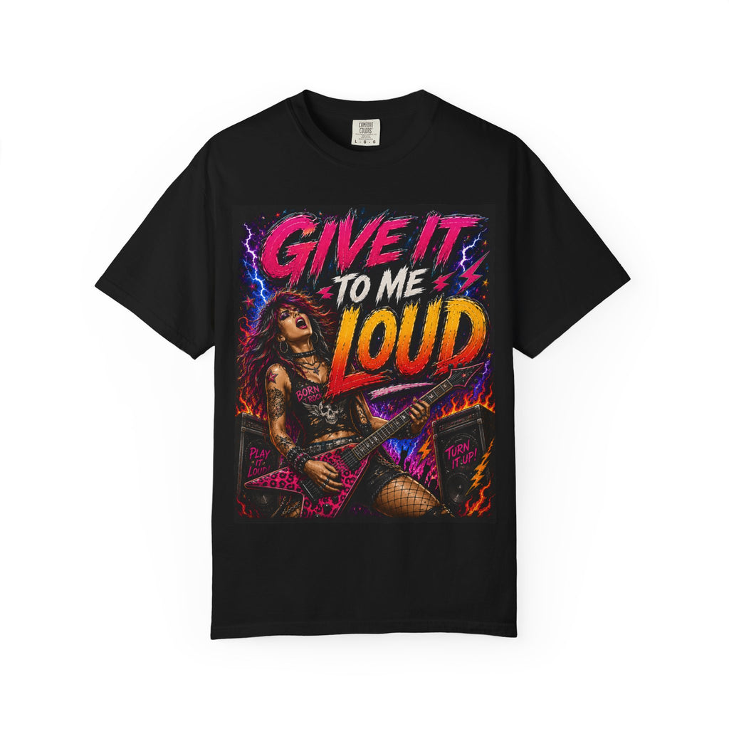 Give It To Me Loud rock guitarist T-shirt | Vintage 80s metal tee