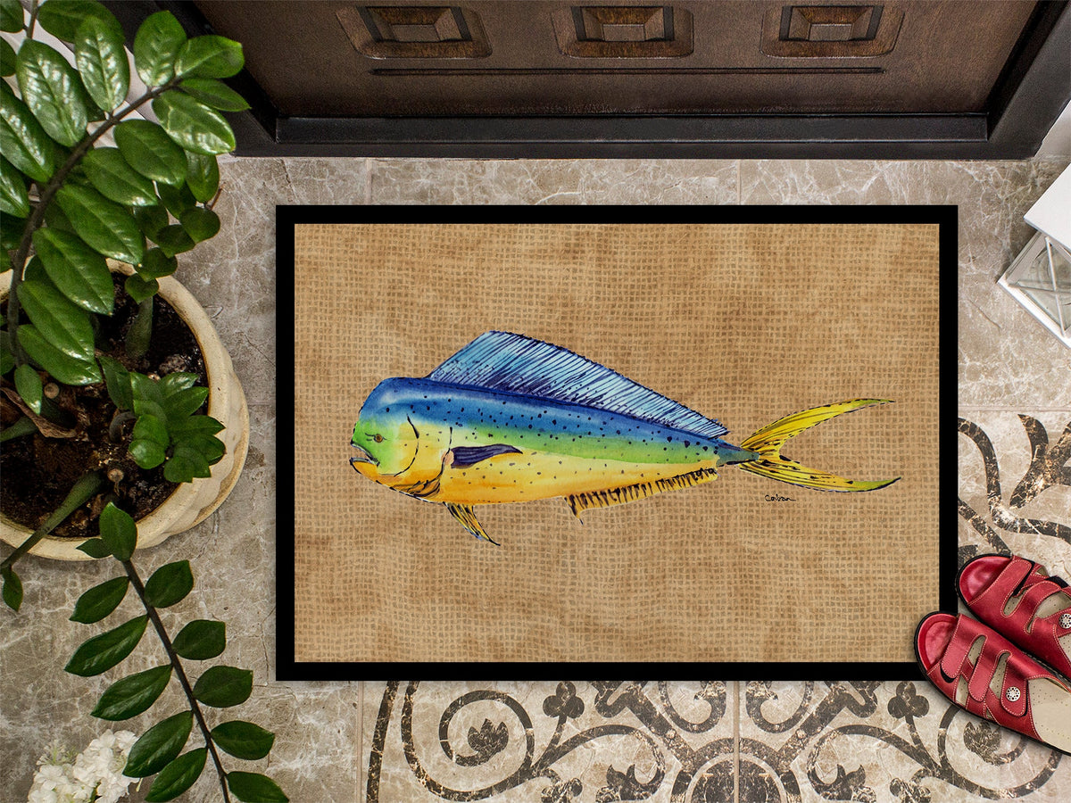 Dolphin Mahi Mahi Doormat Indoor Outdoor 24H X 36W Front Door Mat Rugs for Entryway, Non Slip Washable Low Pile,