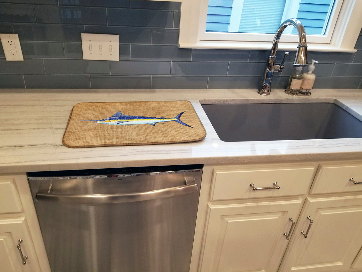 Blue Marlin Dish Drying Mat Absorbent Dish Drying Mat Pad for Kitchen Counter Dish Drainer Mat for Countertop, 14 x 21", Multicolor