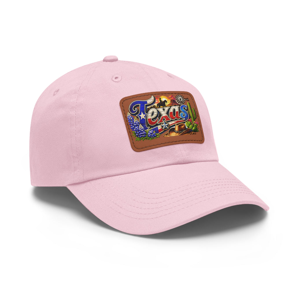 Texas Leather Patch Dad Hat | Retro Lone Star Patch Cap