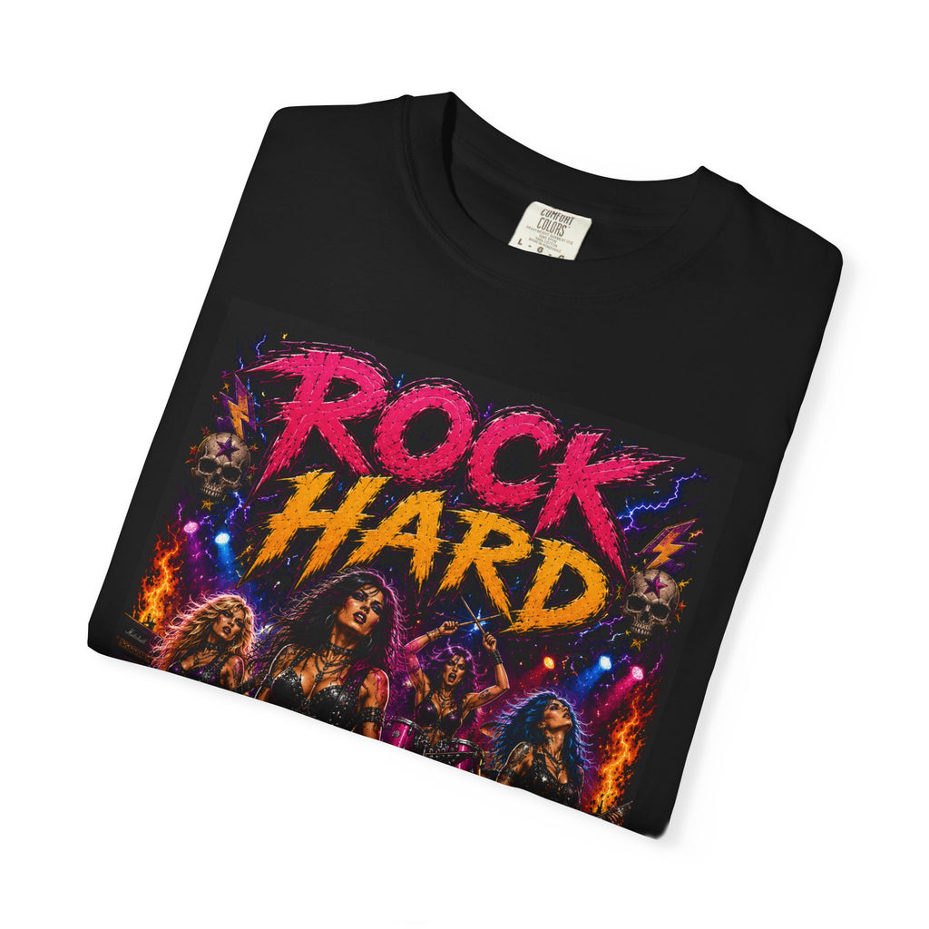 Rock Hard band illustration T-shirt | Retro heavy metal tee