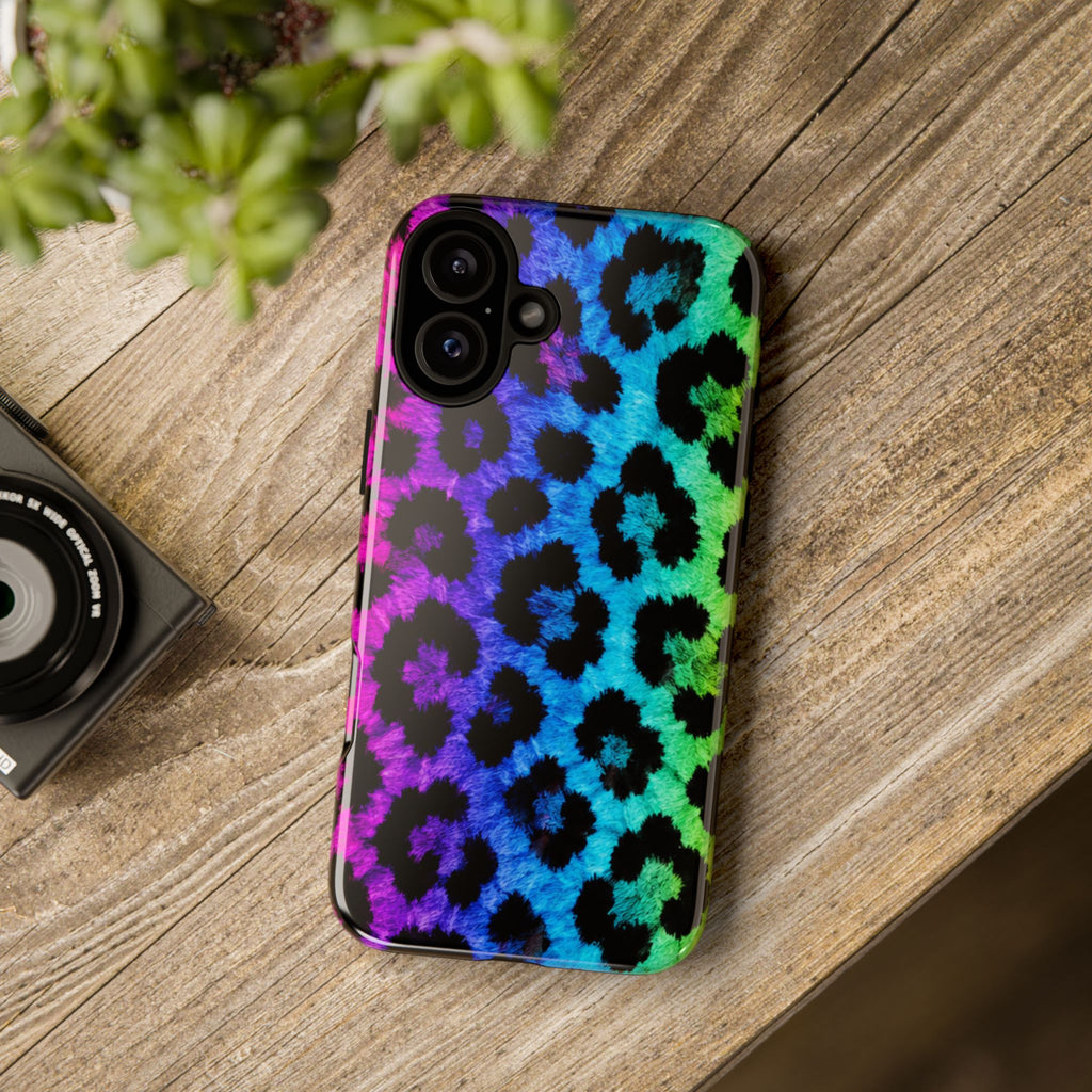 Neon Rainbow Leopard Tough Case – Colorful Animal Print Phone Cover