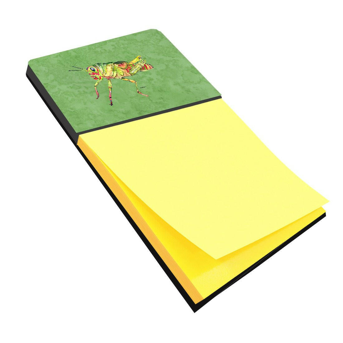Grasshopper on Avacado Watercolor Sticky Note Holder Refillable Dispenser Desk Accessory 3x3 Pad Gift