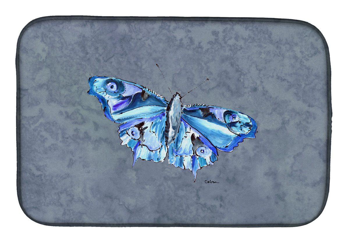 Butterfly on Gray Dish Drying Mat Absorbent Dish Drying Mat Pad for Kitchen Counter Dish Drainer Mat for Countertop, 14 x 21", Multicolor