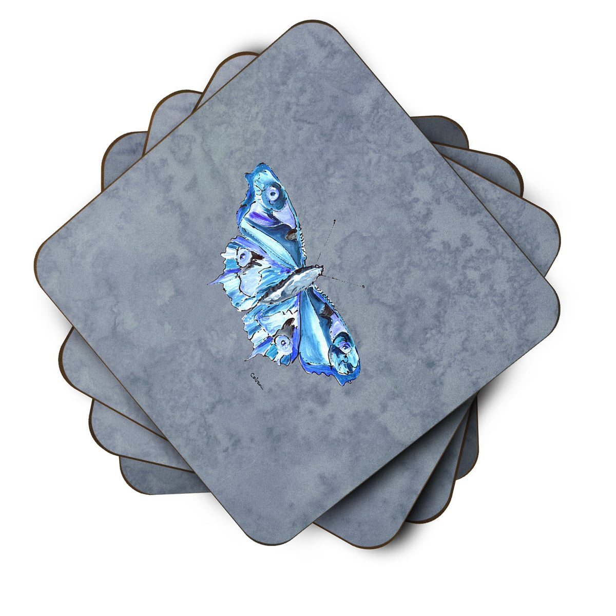 Butterfly on Gray Foam Coasters Set of 4 Cup Coasters for Indoor Outdoor, Tabletop Protection, Anti Slip, Mouse pad Material