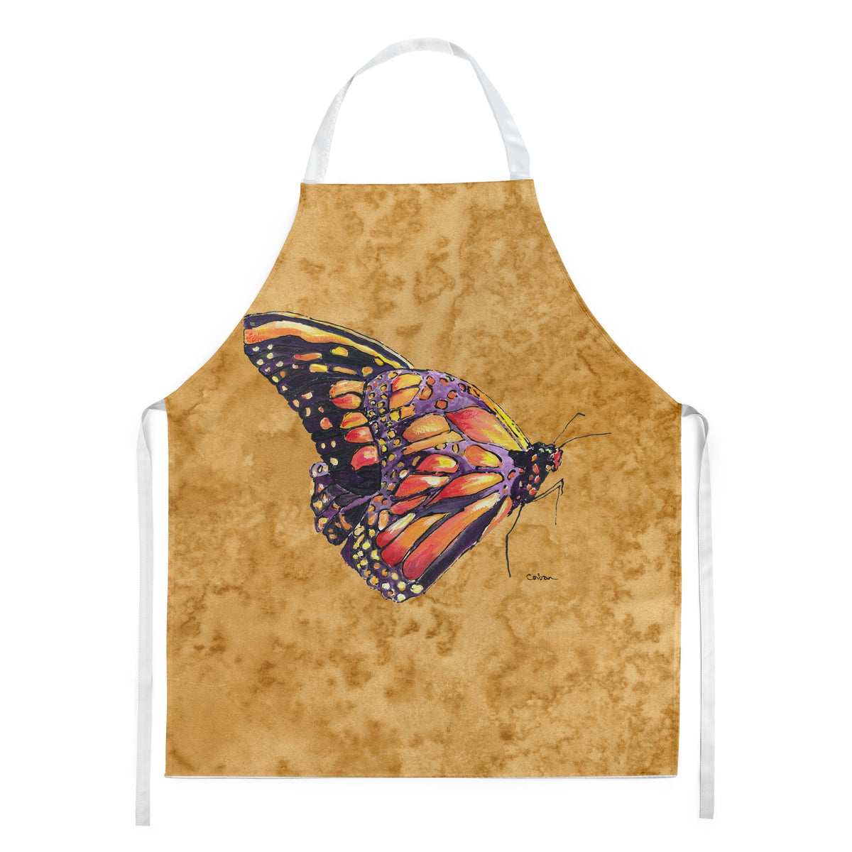 Butterfly on Gold Apron Cooking Kitchen Server Baking Crafts Gardening for Adult Women Men, Unisex, Large, Multicolor