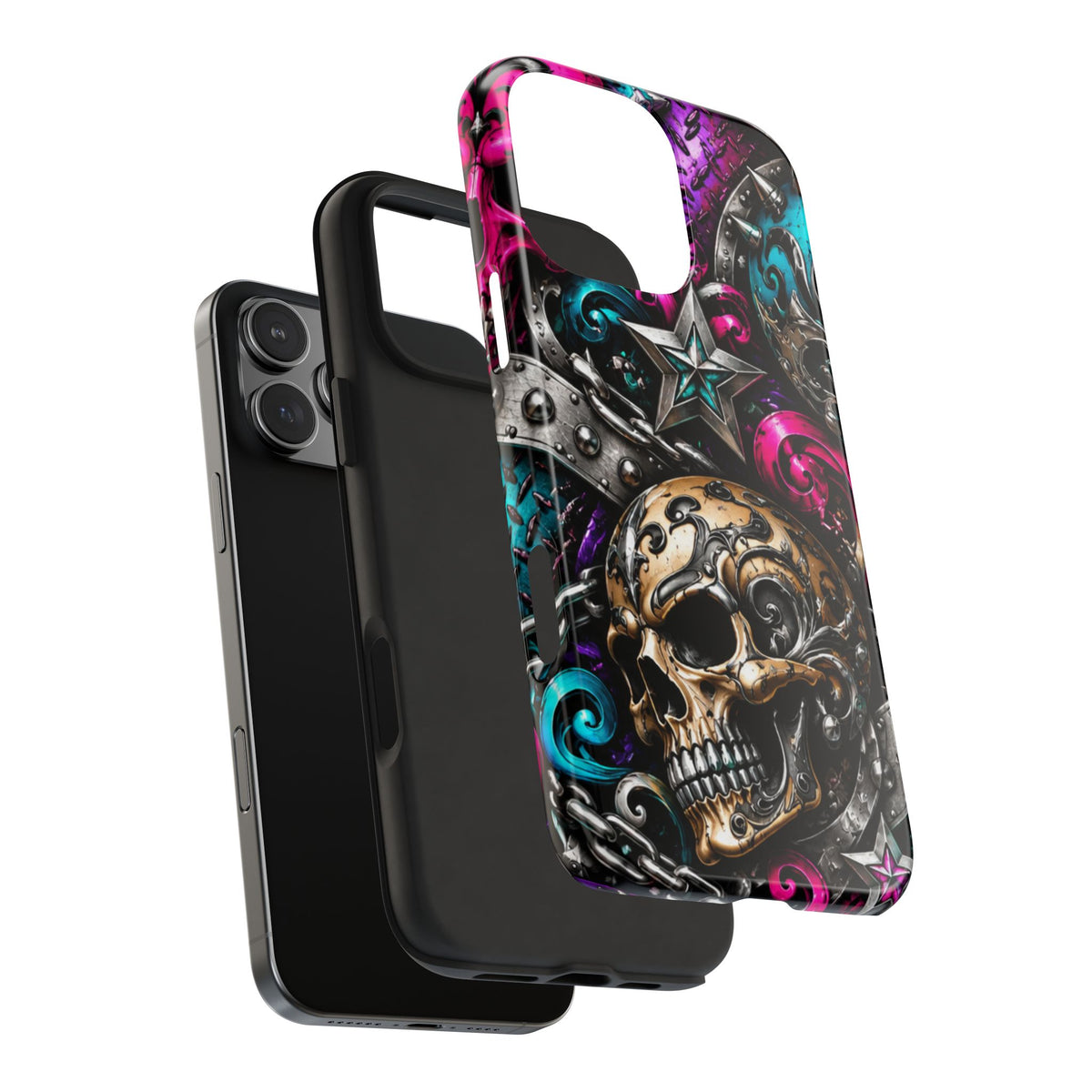 Skull & Stars Tough Phone Case | Colorful Gothic Skull Phone Case