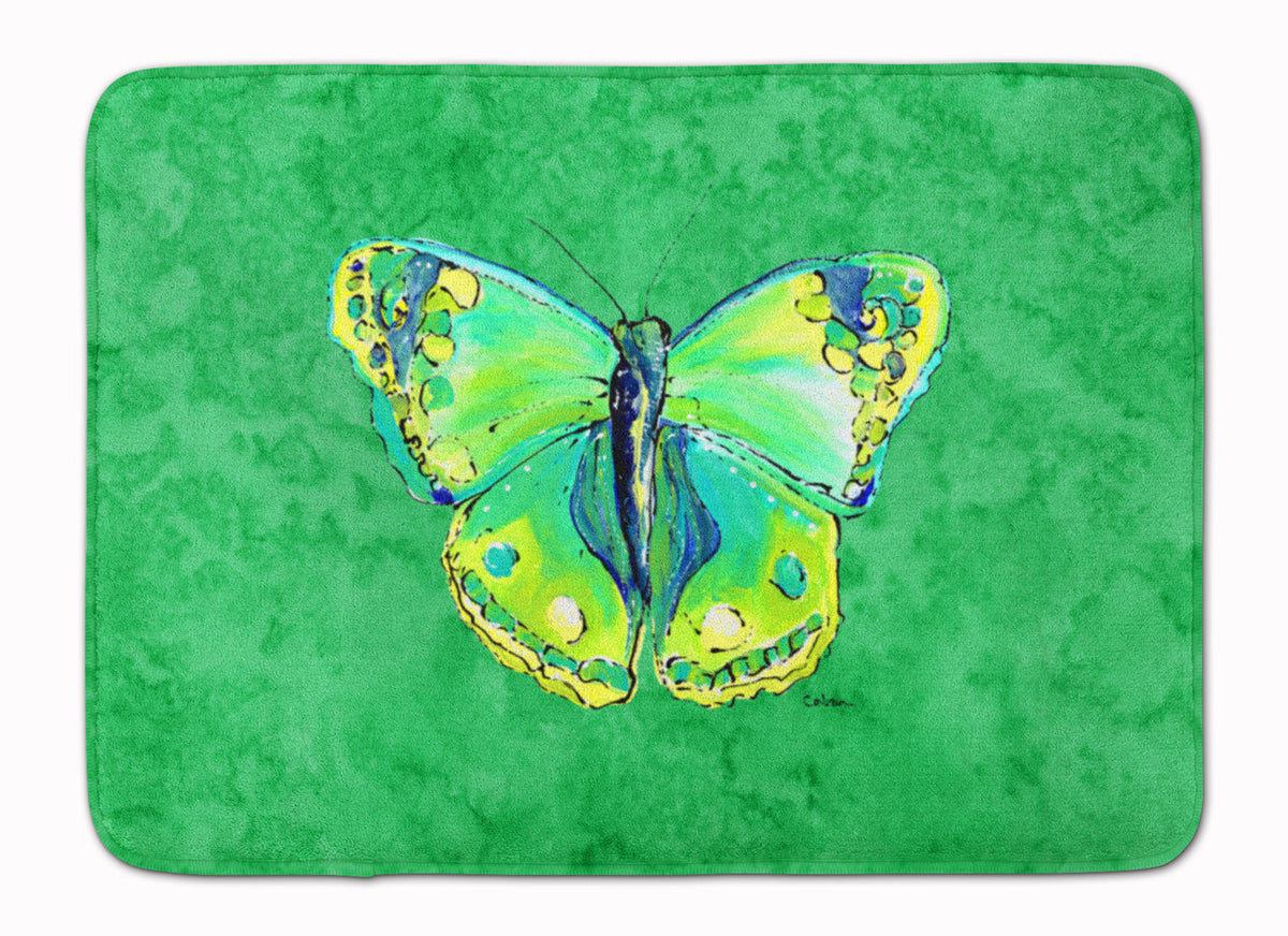 Butterfly Green on Green Memory Foam Kitchen Mat Machine Washable Anti-Fatigue Cushion Comfort Bath or Kitchen Rug