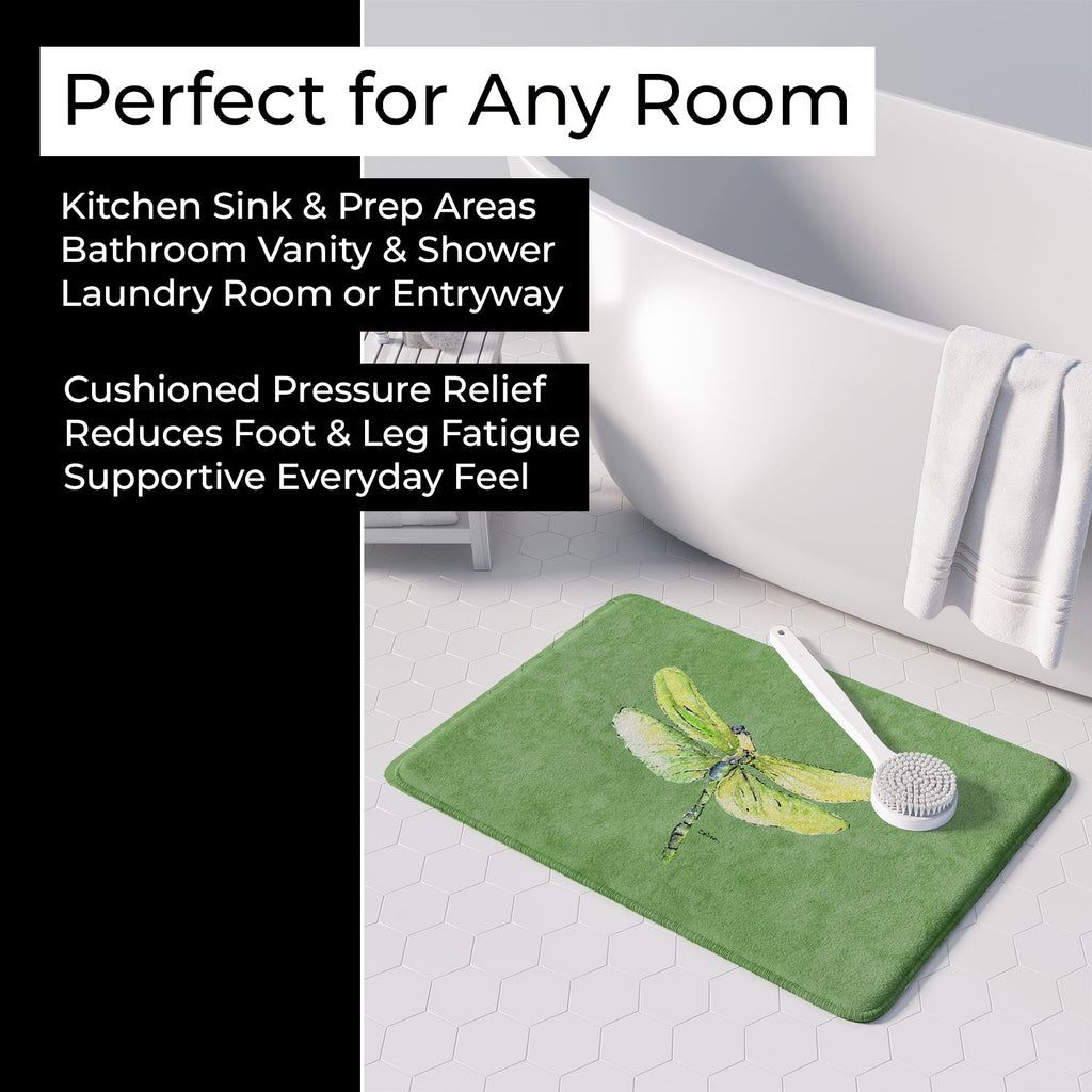 Dragonfly on Avacado Memory Foam Kitchen Mat Machine Washable Anti-Fatigue Cushion Comfort Bath or Kitchen Rug