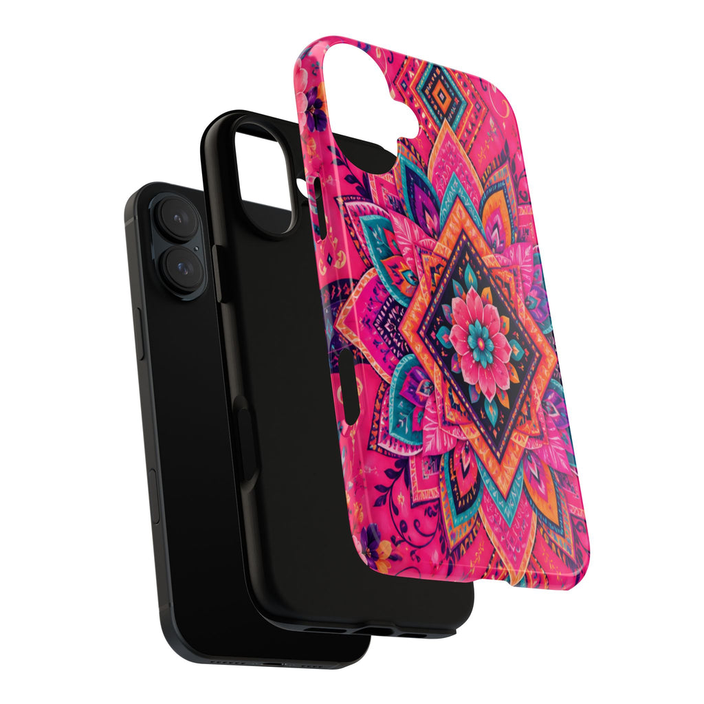 Floral Mandala Tough Phone Case — Pink Boho Protective Cover
