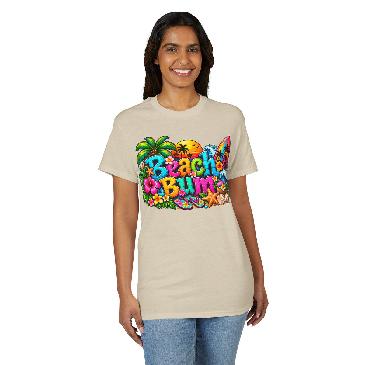 Beach Bum T-Shirt — Colorful Surf & Tropical Graphic Tee