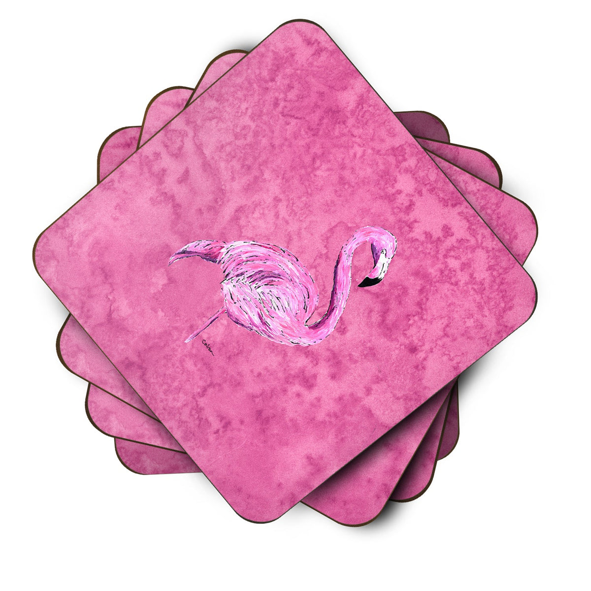 Flamingo on Pink Foam Coasters Set of 4 Cup Coasters for Indoor Outdoor, Tabletop Protection, Anti Slip, Mouse pad Material