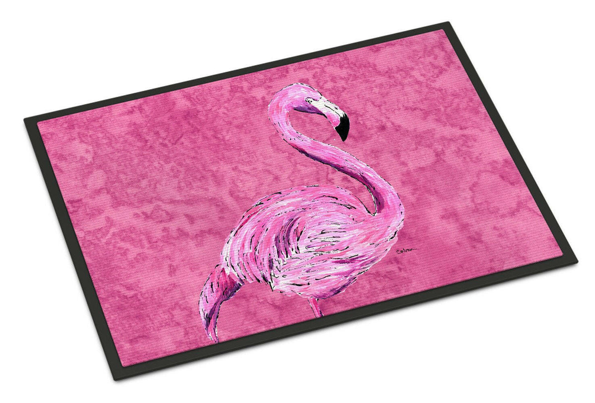 Flamingo on Pink Doormat Indoor Outdoor 18H X 27W Front Door Mat Rugs for Entryway, Non Slip Washable