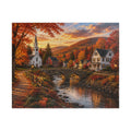 Autumn Village Landscape Puzzle | Fall River Church 520-Piece