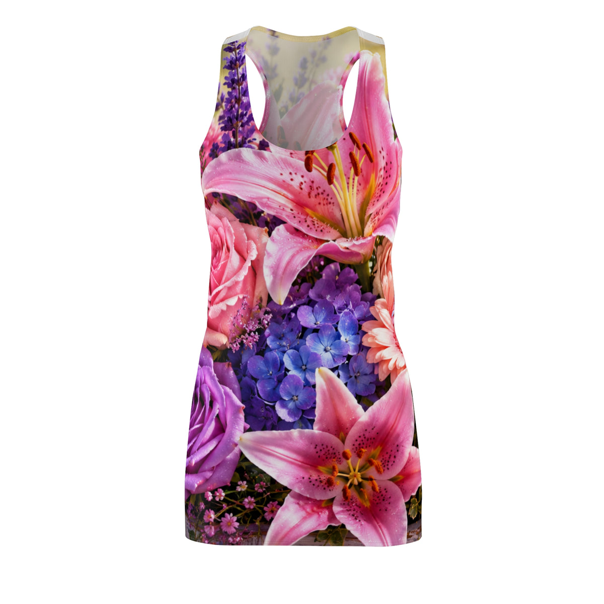 Pink Lily Floral Racerback Dress | All Over Print