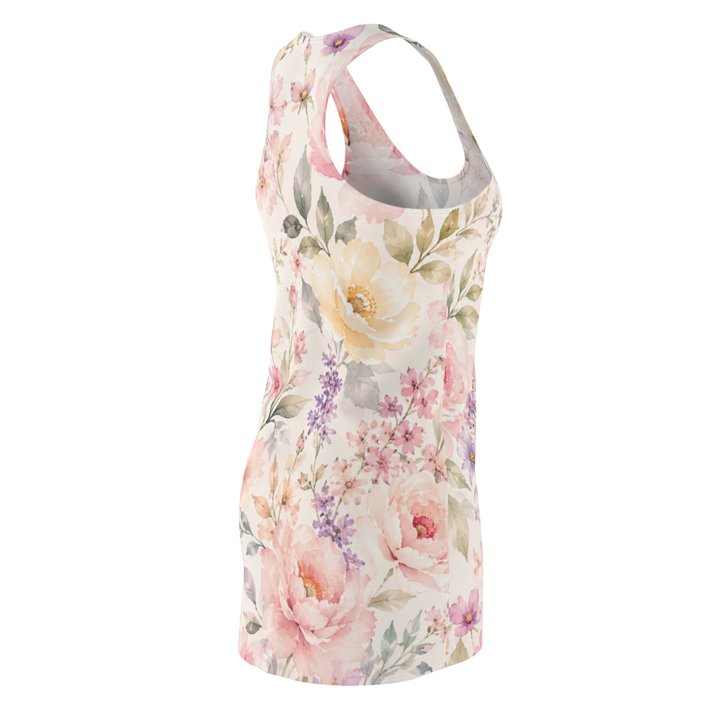 Watercolor Floral Dress Racerback | Pastel Roses Lavender AOP