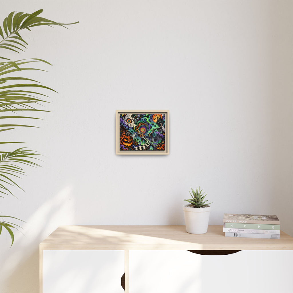 Spooky Surreal Halloween Canvas Framed Art — Matte Multi-Color