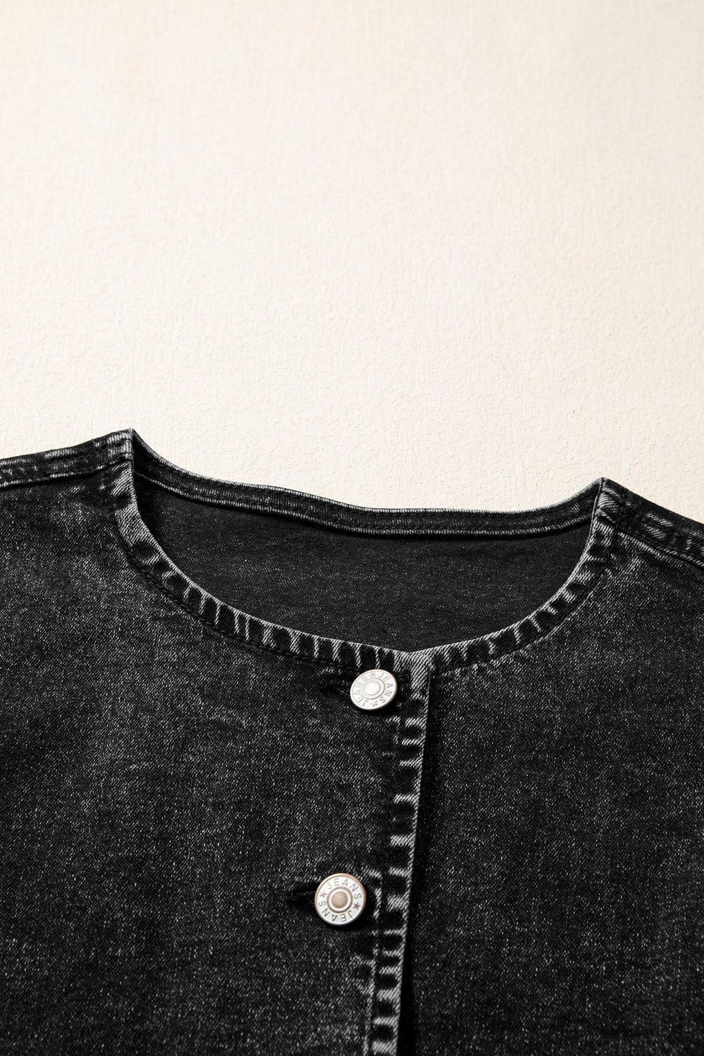 Solid Denim Buttoned Front Slit Vest