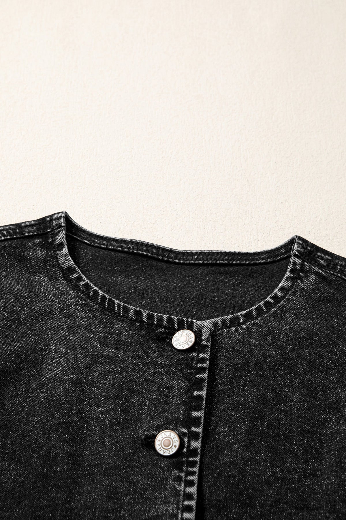 Solid Denim Buttoned Front Slit Vest