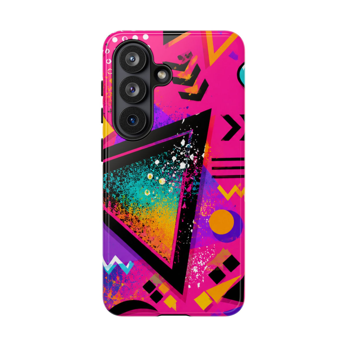 Retro 80s Geometric Phone Case — Neon Triangle Tough Case