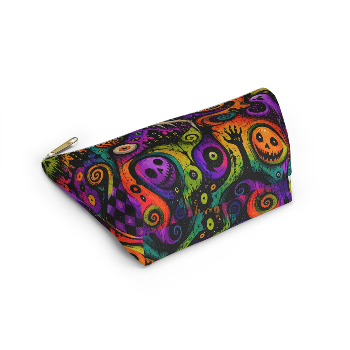Neon Spooky Halloween Faces Accessory Pouch