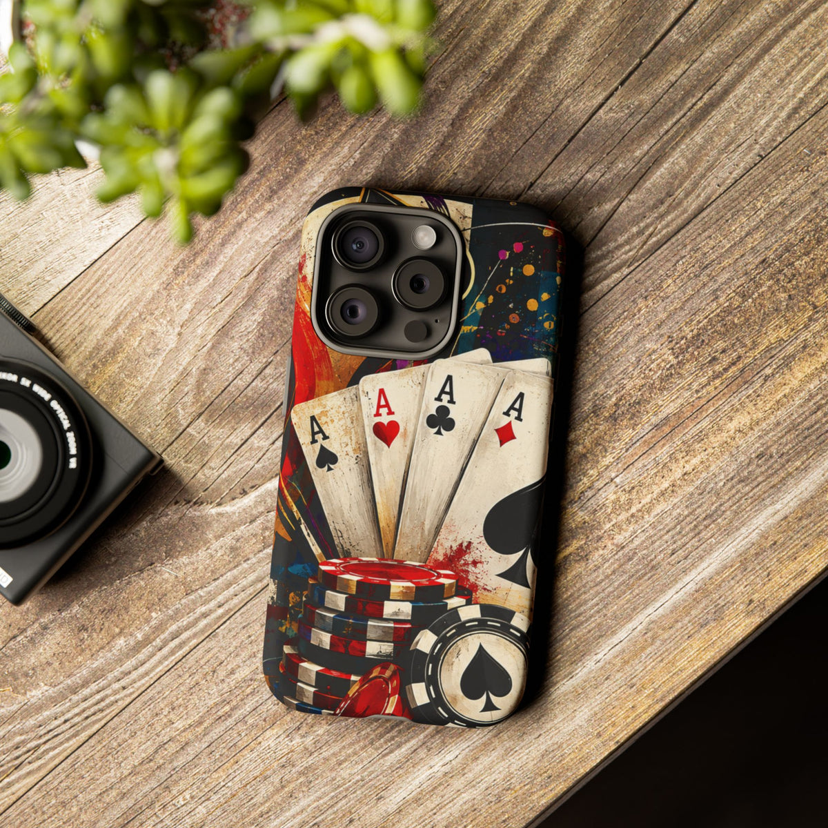 Casino Poker Ace Phone Case — Vintage Playing Cards & Chips Protective Cover