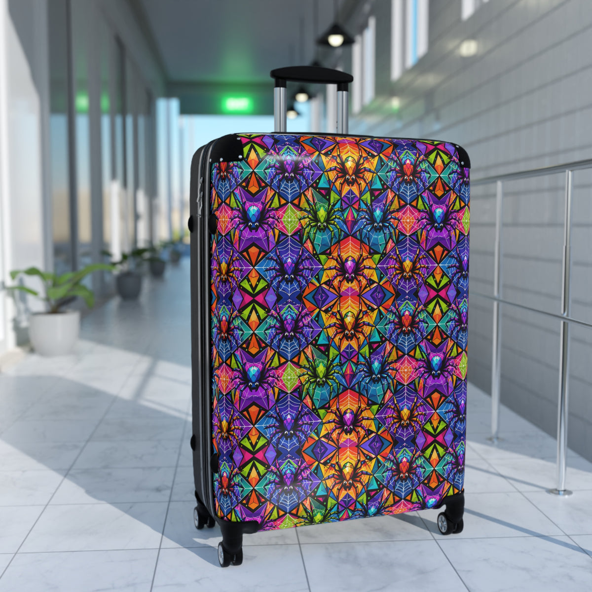 Vibrant Kaleidoscope Suitcase – Colorful Geometric Travel Luggage