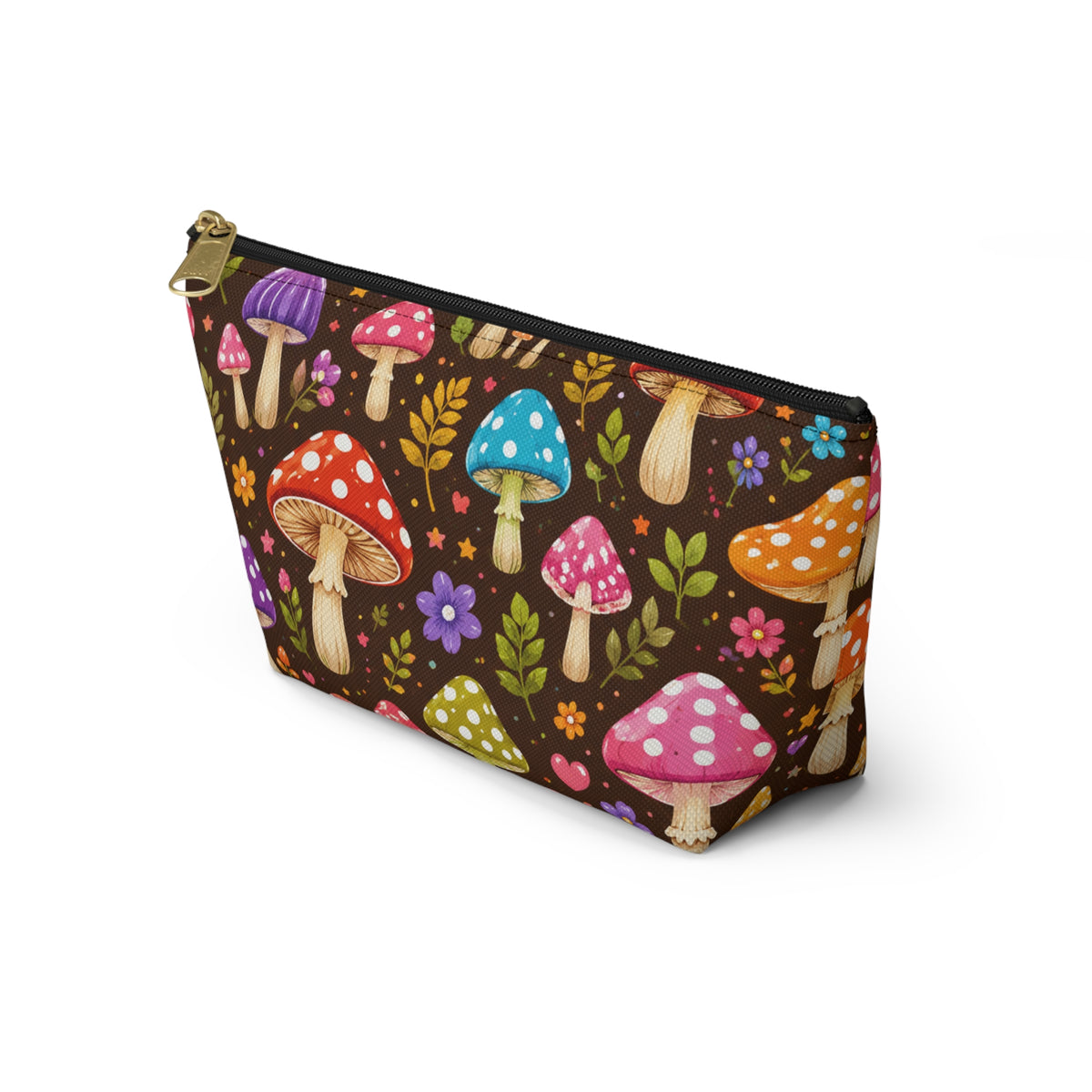Mushroom Pattern Accessory Pouch — Whimsical Toadstool Makeup Bag