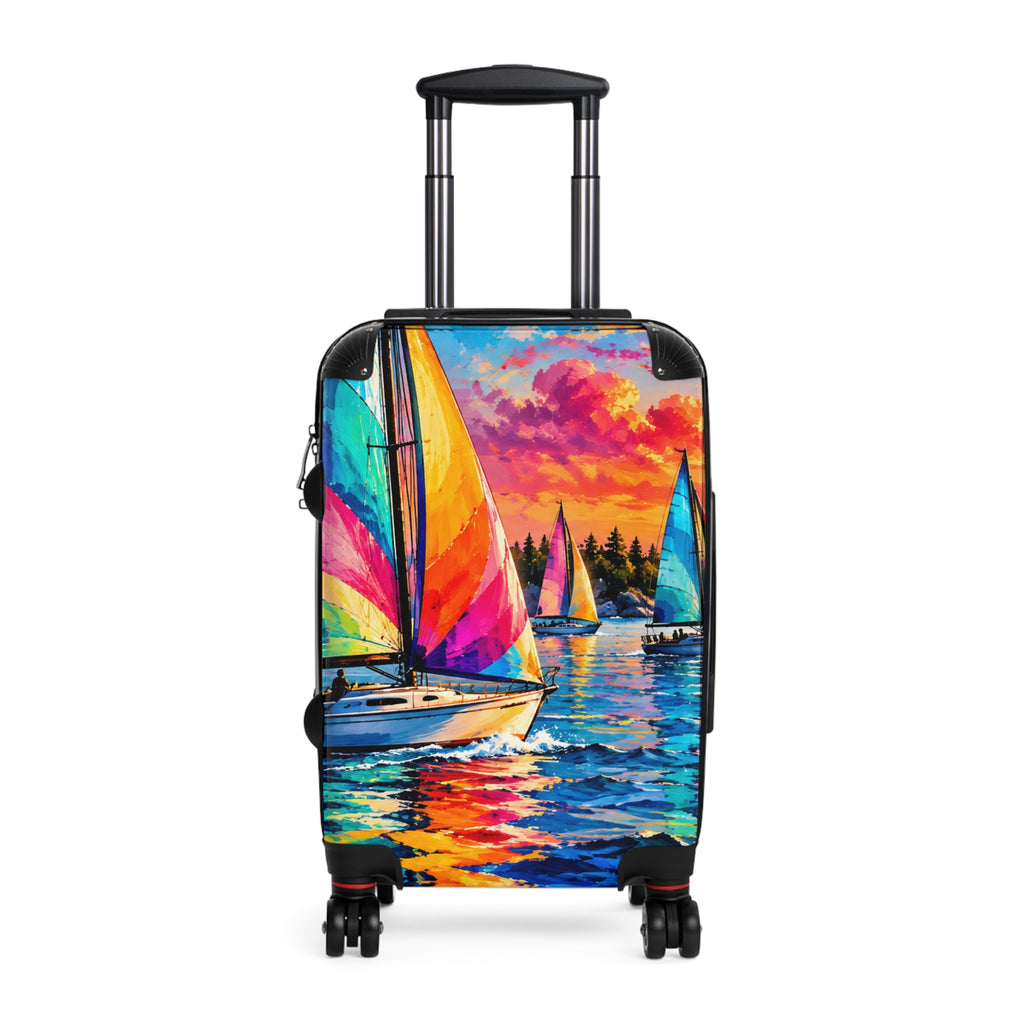 Sailboat Sunset Suitcase — Colorful Seascape Carry-On Luggage