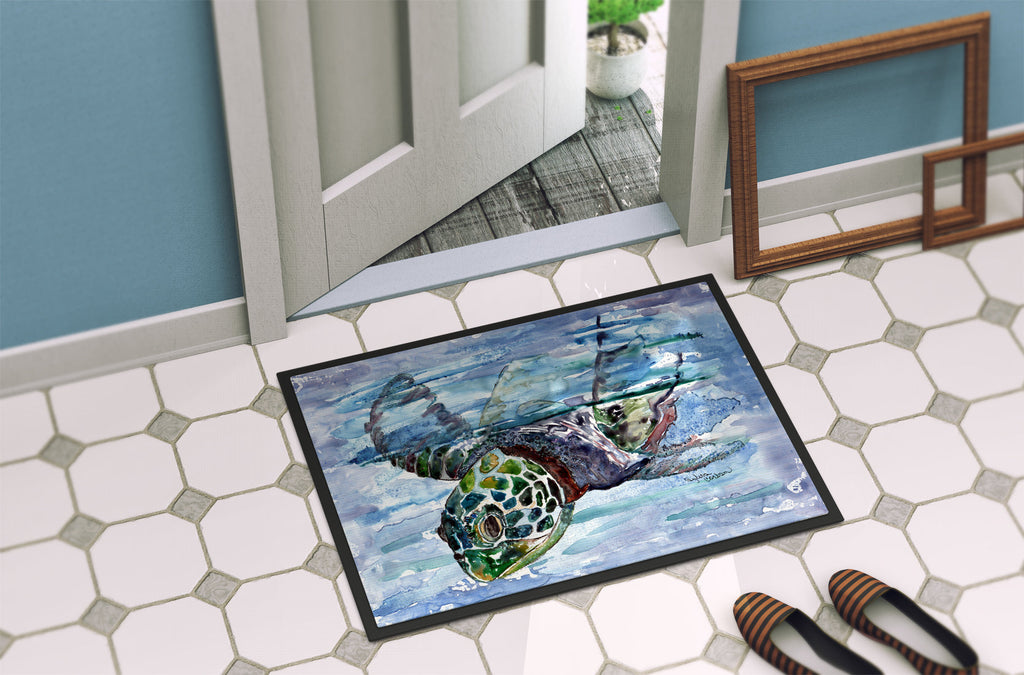 Loggerhead Turtle in a Dive Doormat Indoor Outdoor 18H X 27W Front Door Mat Rugs for Entryway, Non Slip Washable