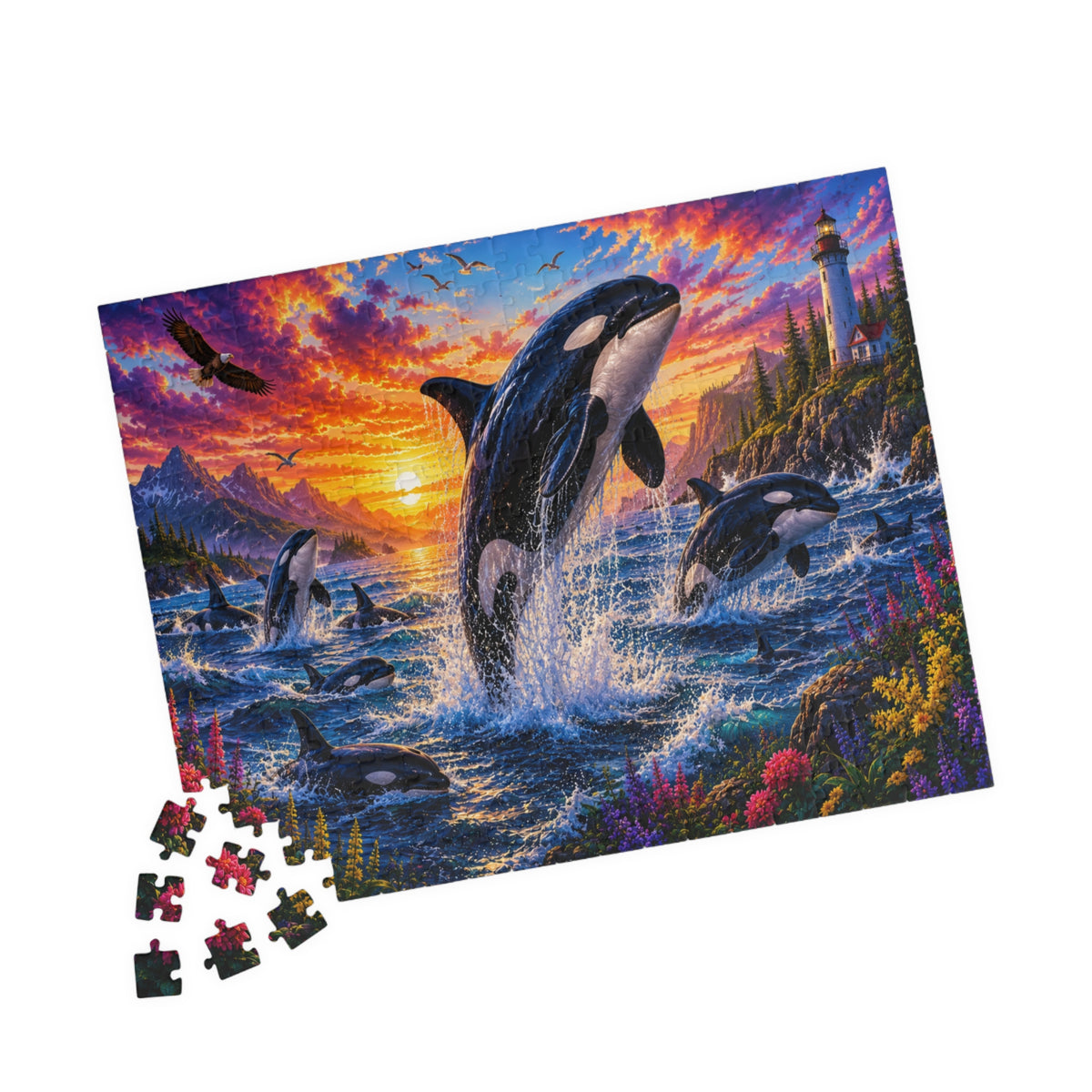 Orca Sunset Splash Puzzle | 252-1014 Piece Jigsaw