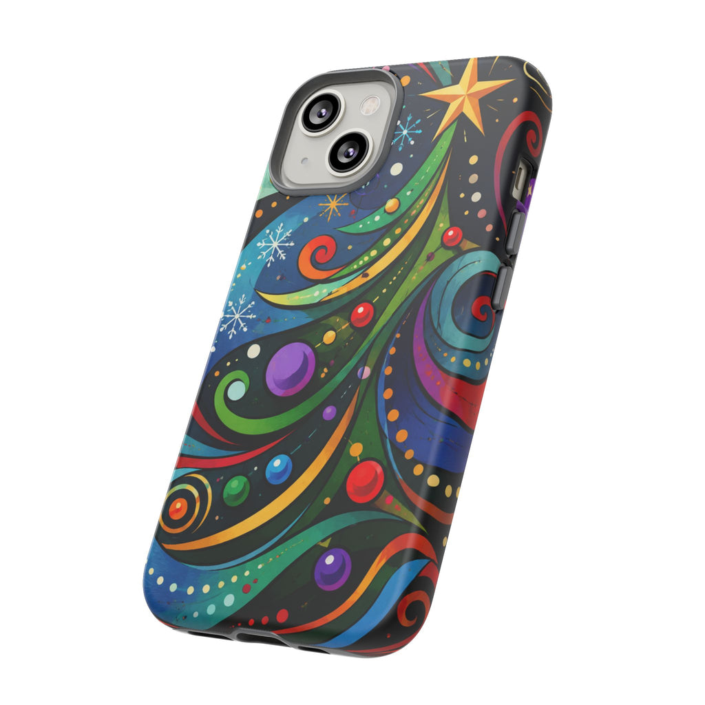 Colorful Swirl Christmas Tree Tough Phone Case