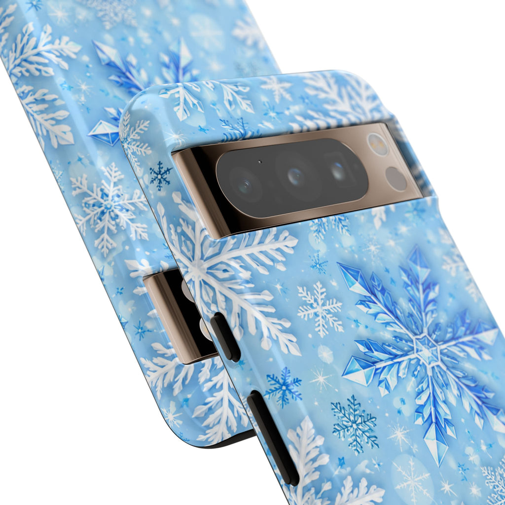 Winter Snowflake Tough Phone Case — Blue Holiday Protective Cover