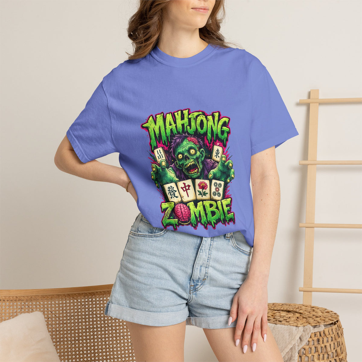 Mahjong Zombie T-shirt | Zombie Mahjong Tiles Graphic Tee