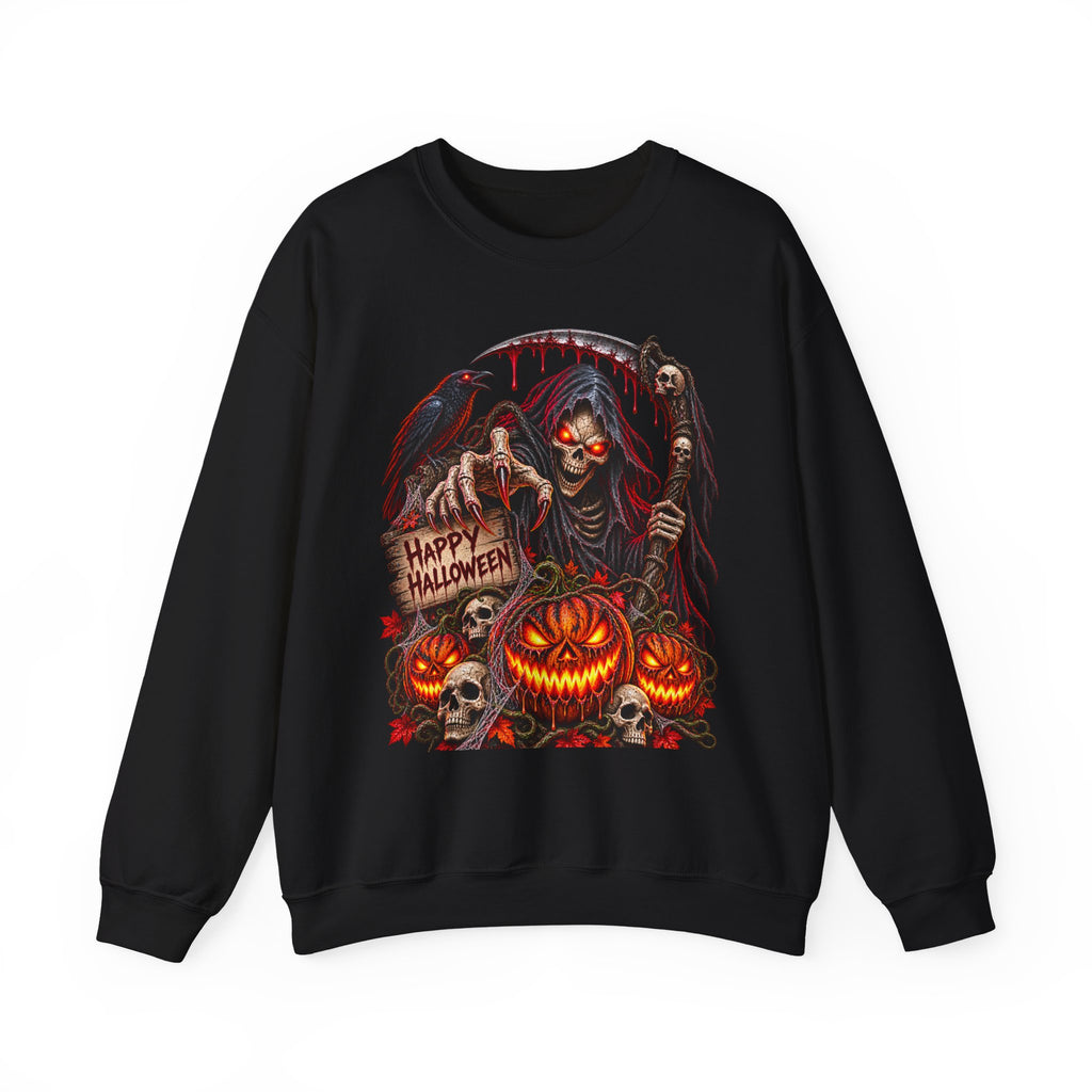 Halloween Reaper Sweatshirt – Happy Halloween Jack-o'-Lantern Crewneck