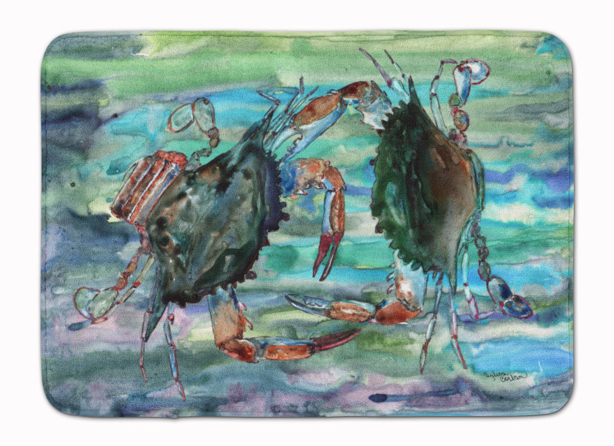 Watery Teal and Purple Crabs Memory Foam Kitchen Mat Machine Washable Anti-Fatigue Cushion Comfort Bath or Kitchen Rug
