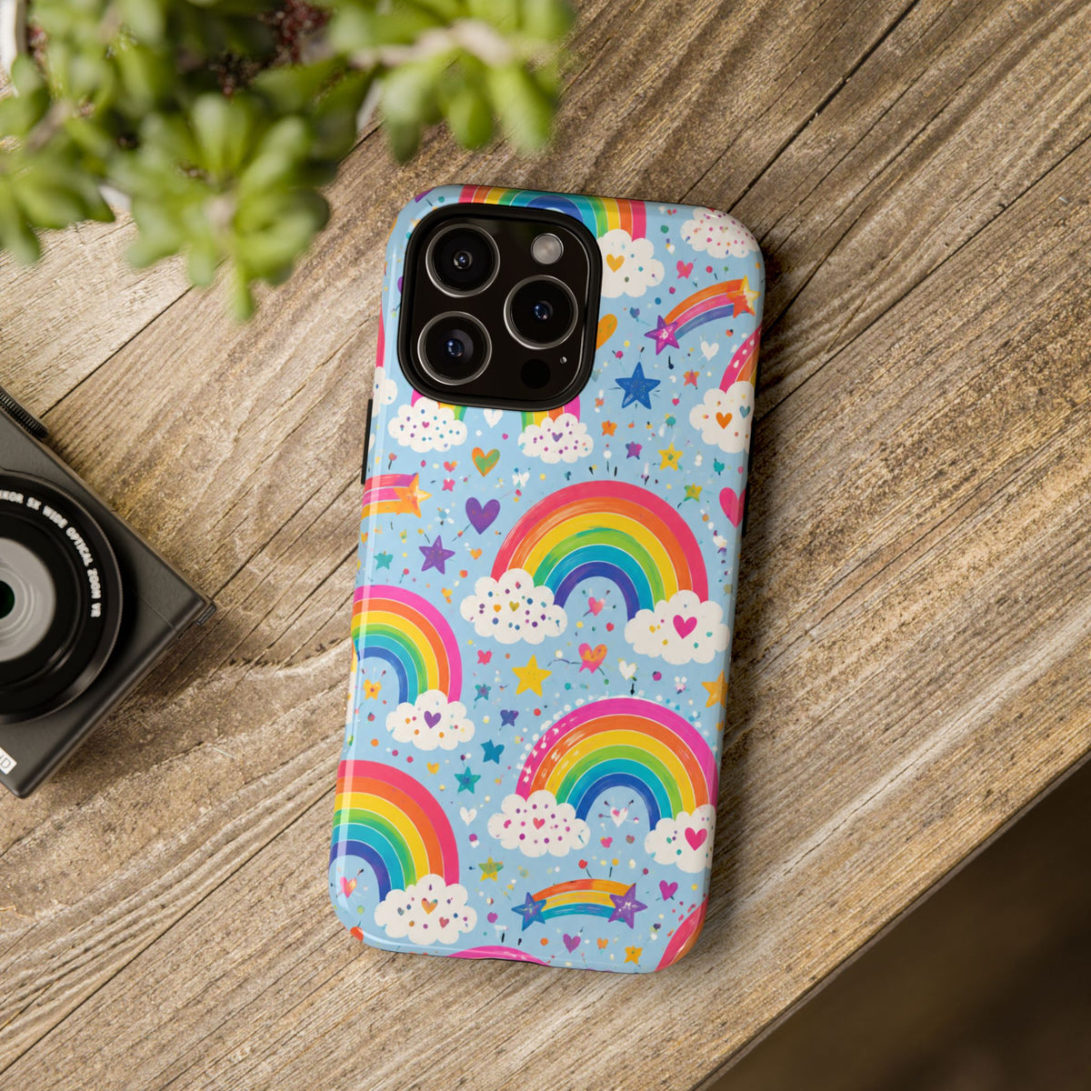 Rainbow Clouds Phone Case — Cute Pastel Rainbow Pattern Tough Case