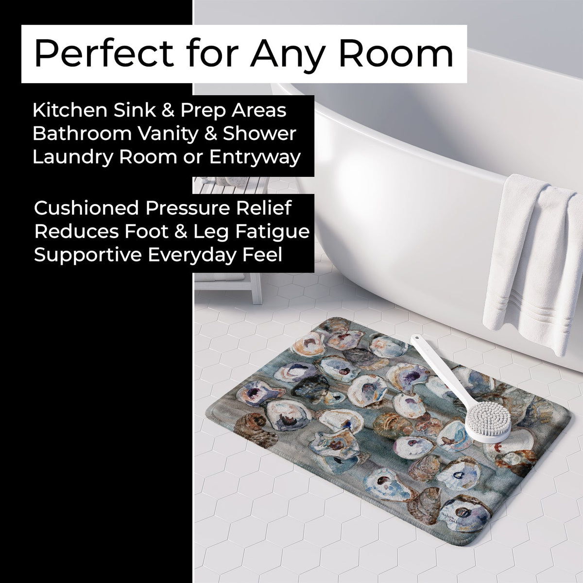 Bunch of Oysters Memory Foam Kitchen Mat Machine Washable Anti-Fatigue Cushion Comfort Bath or Kitchen Rug