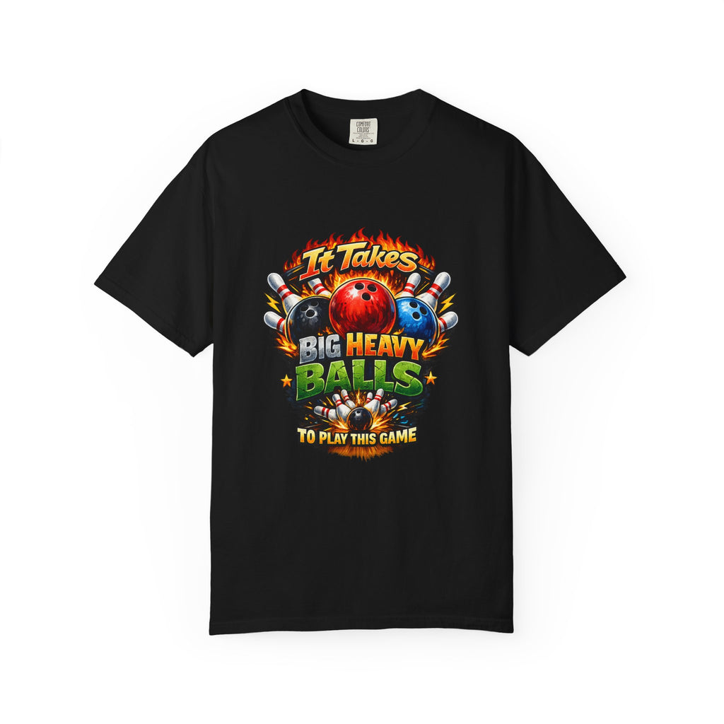 It Takes Big Heavy Balls To Play This Game T-shirt | Bowling Graphic Tee