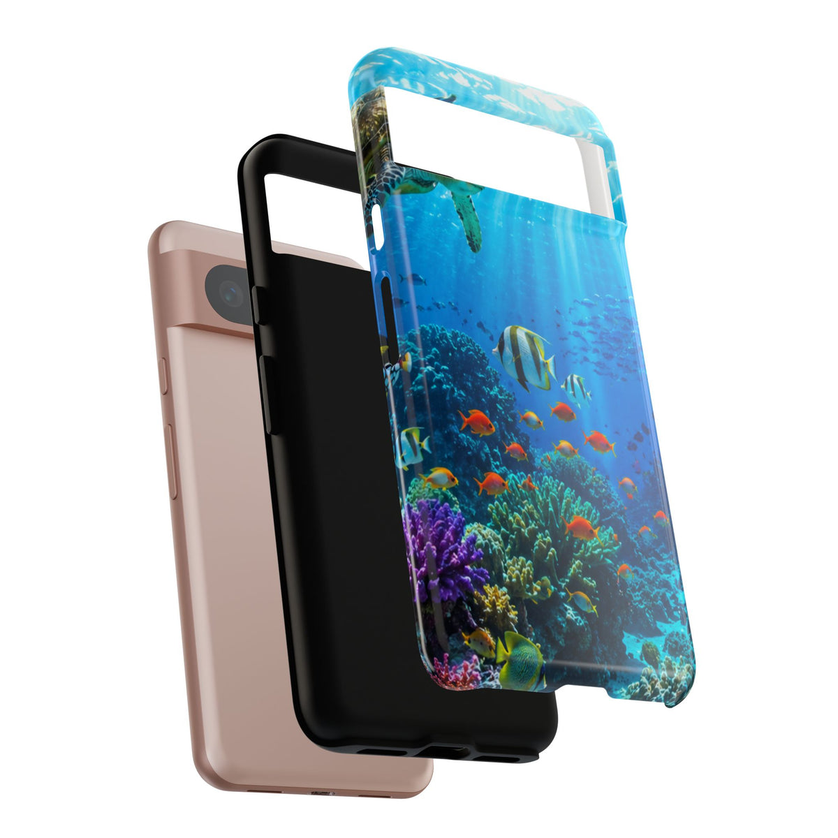Underwater Ocean Life Tough Phone Case — Coral Reef & Sea Turtle Protective Cover