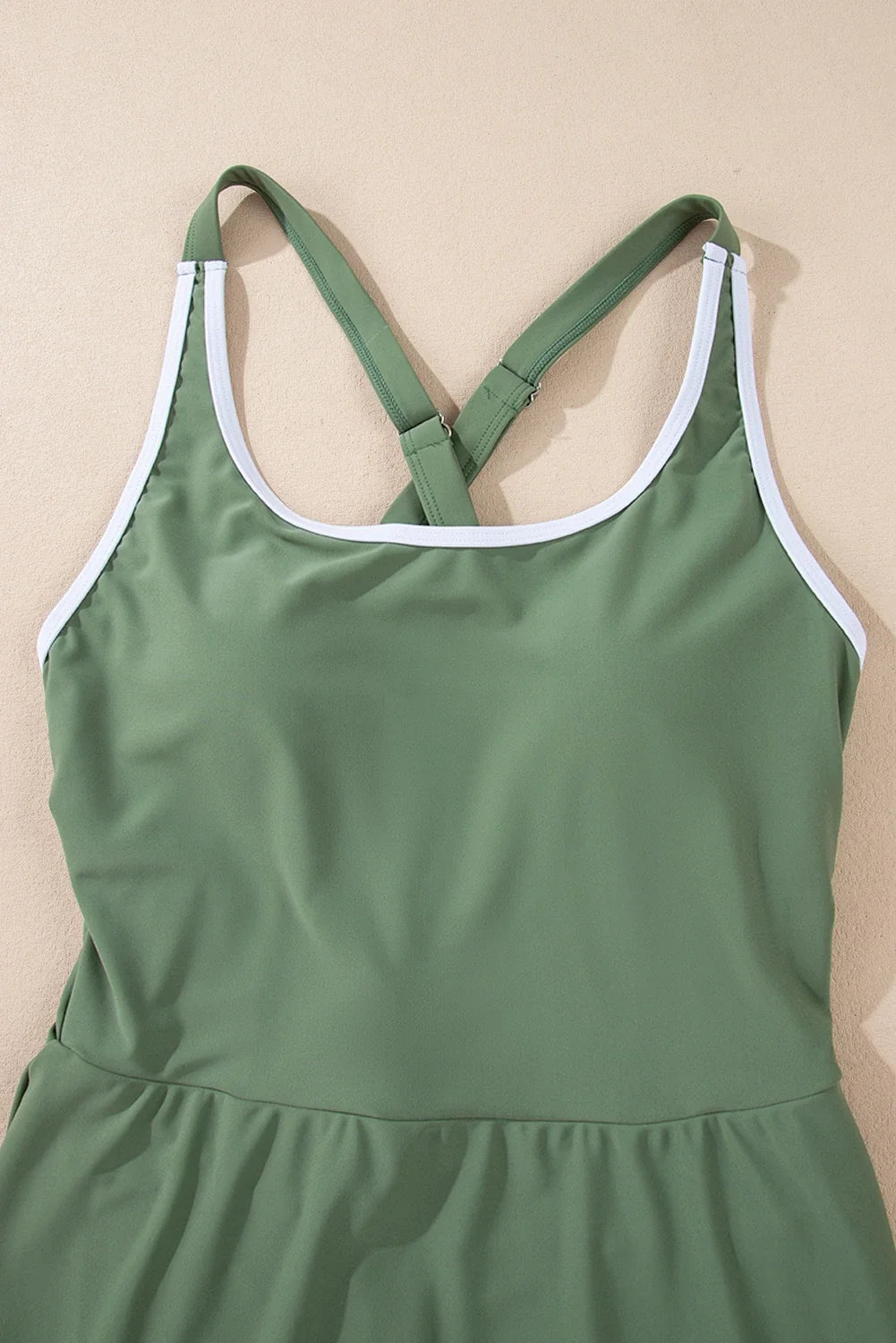 Contrast Trim Ruffle High Waist Swim Dress