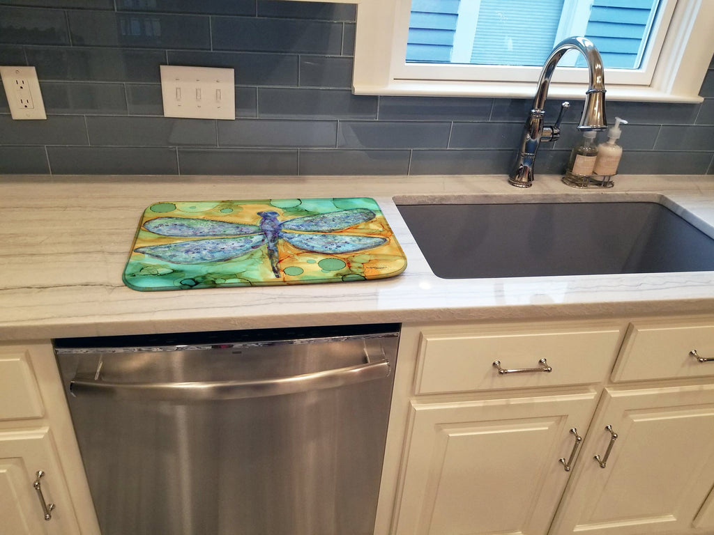 Abstract Dragonfly Dish Drying Mat Absorbent Dish Drying Mat Pad for Kitchen Counter Dish Drainer Mat for Countertop, 14 x 21", Multicolor