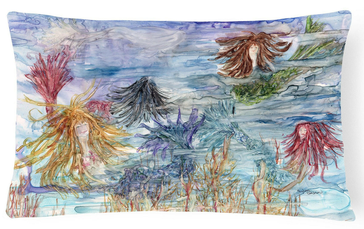 Abstract Mermaid Water Fantasy Decorative Throw Pillow 12x16 Indoor Outdoor Accent Cushion, Fabric Cover with Insert for Sofa, Bed, Porch & Living Room