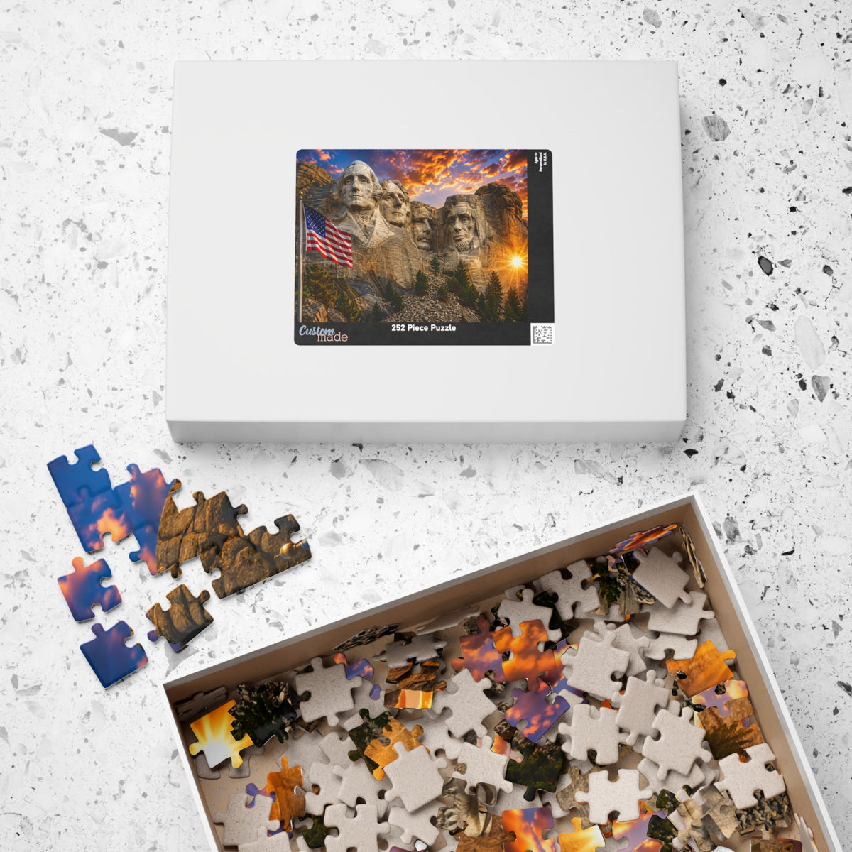 Mount Rushmore Sunset Puzzle — Patriotic American Landmark Jigsaw (110/252/520/1014 pcs)